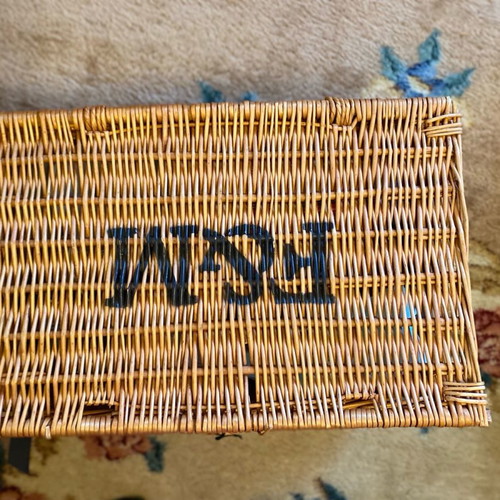 Basket with used sewing materials, Fortnum & Mason London