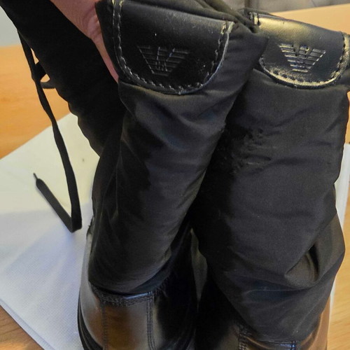 Emporio Armani Combat Boots like new, black leather, vintage style
