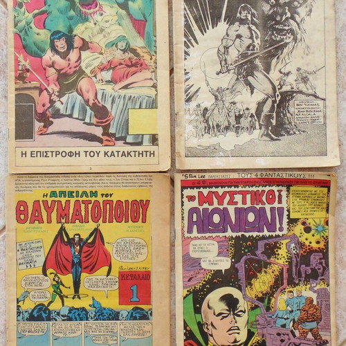 Comics used lot of 4 with Fantastic Four, Super Conan, 1980s