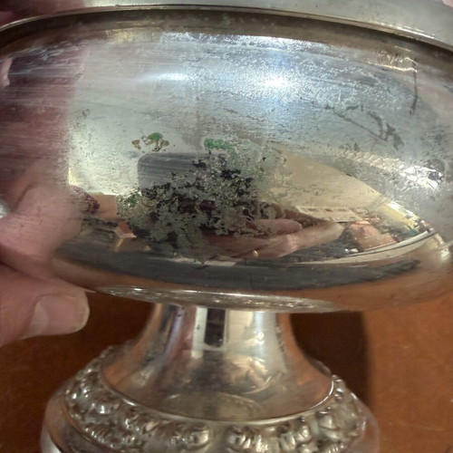 Silver-plated bowl flower holder like new with flower support grid