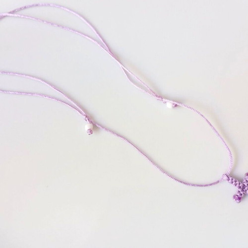 Macrame cross necklace in pink or purple