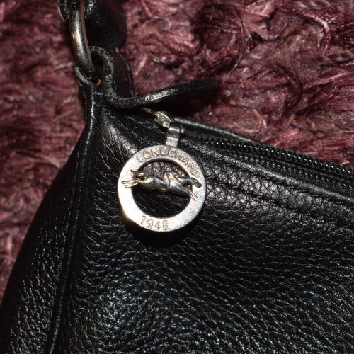 Longchamp leather black crossbody bag like new