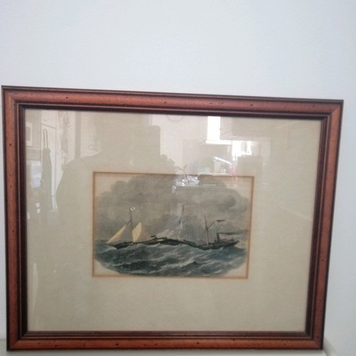 Woodcut painting The Jointed Iron Steam-ship Connector 1863 like new