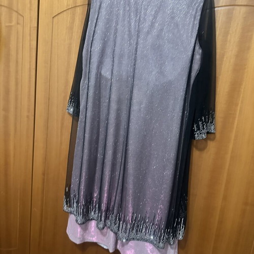 Evening dress with transparency, rhinestones and chest support size 46 like new