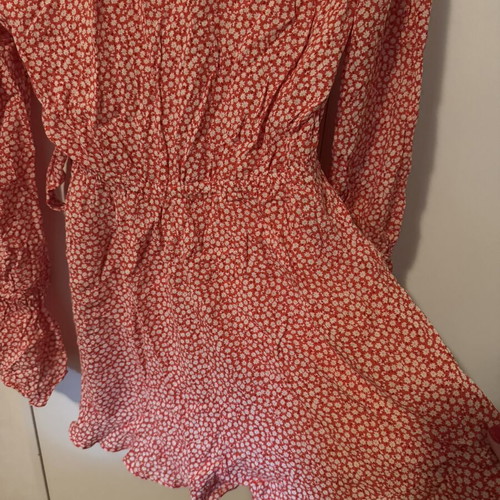 H&M playsuit, size S, red and white
