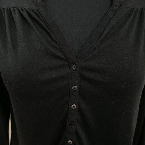 H&M black top with neckline and buttons, 3/4 sleeve, like new
