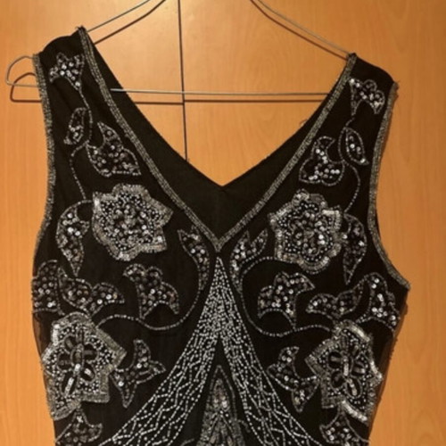 Dress black with stones one size like new
