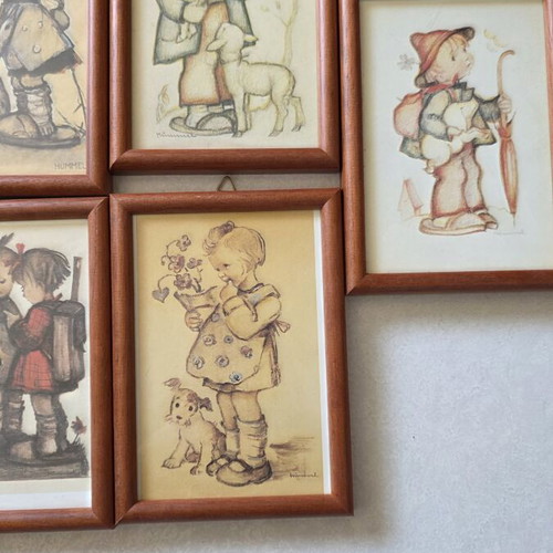 Hummel vintage set of 7 decorative frames with children's scenes used