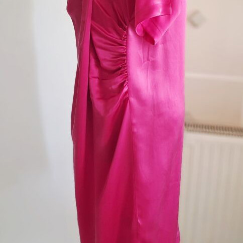Attic and Barn Satin Silk Dress like new, fuchsia, asymmetrical