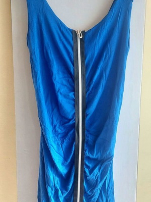 Italian cotton blouse, size Small, electric blue, front zip