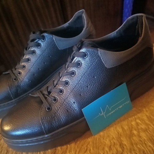 Martinetto men's shoes size 43 new, black leather casual