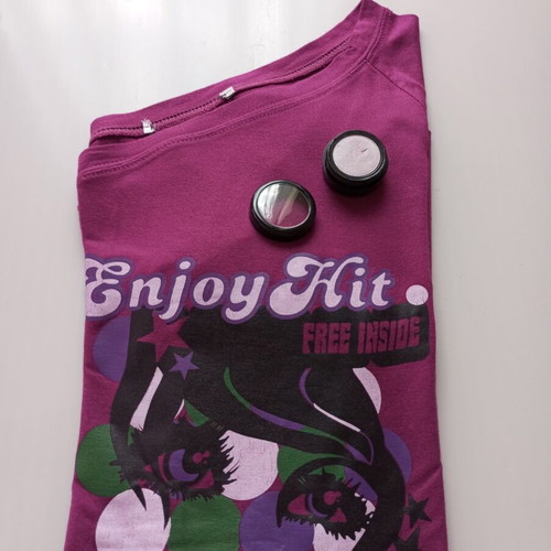 Enjoy Hit off-shoulder long sleeve blouse, purple/magenta, one size