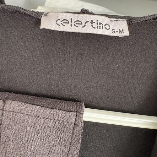 Celestino unisex black coat with hood and belt