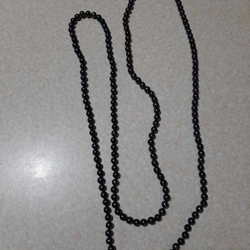 Necklace with black pearls very long with 925 silver new, from personal collection, unworn