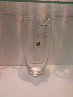 Espiel Collection crystal vase handmade new with gold detail