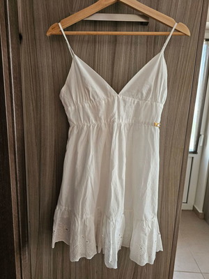 Φόρεμα Cento fashion λευκό λινό μεταχειρισμένο, μέγεθος L/XL