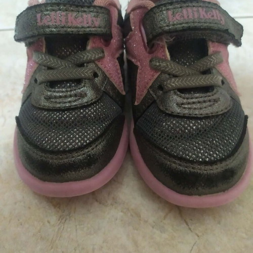 Lelli Kelly children's athletic shoes used, size 21, gray and pink