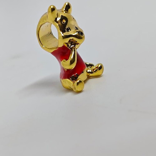 Disney Winnie the Pooh Charm pendant, like new, gold plated with red enamel