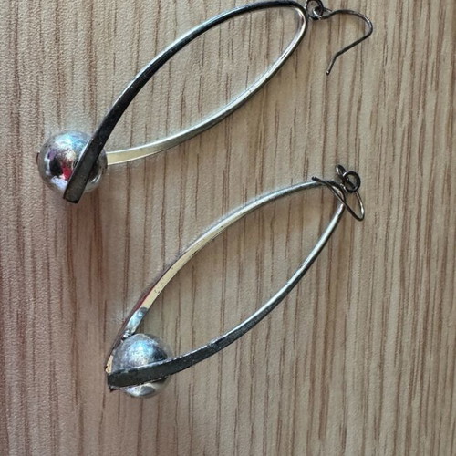Dangling earrings used, pack of 3 pairs, silver