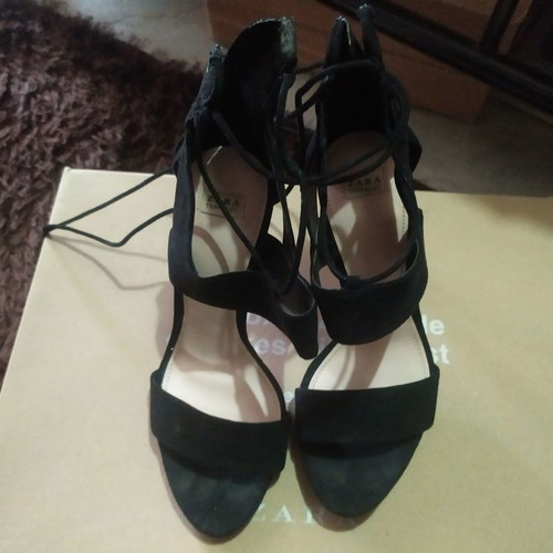Zara lace-up sandals used, black, size 36