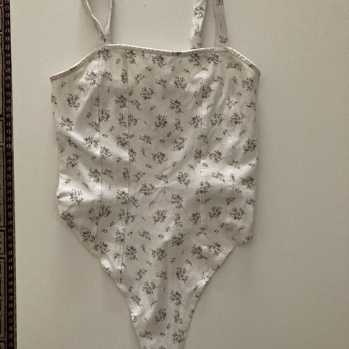 Floral bodysuit H&M used, size S, white