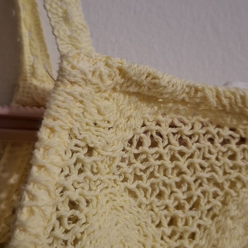 Reserved yellow knitted top with tied straps, like new, size S
