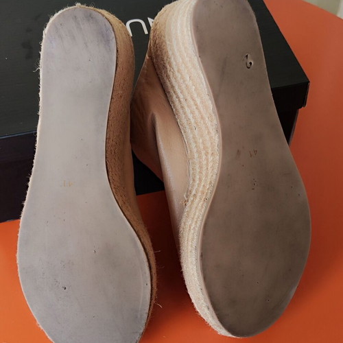 Inuovo Scissors peep-toe mules platform espadrilles size 41 used, beige leather