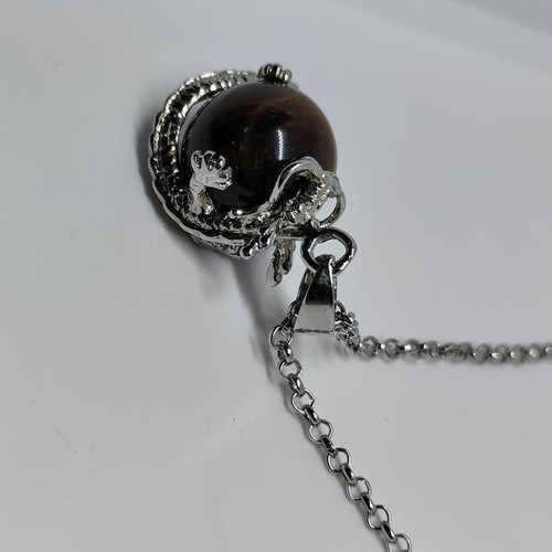 Tiger's Eye Pendant with Silver Dragon like new