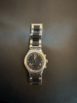 Ρολόι Swatch Irony Chrono Black Sparkle γυναικείο σαν καινούργιο, ατσάλι και μαύρο με κρύσταλλα