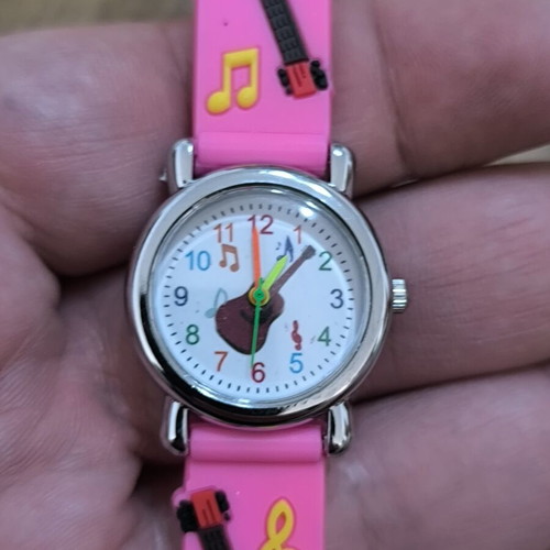 Kids Watch with Pink Silicone Strap and Guitar Music Design