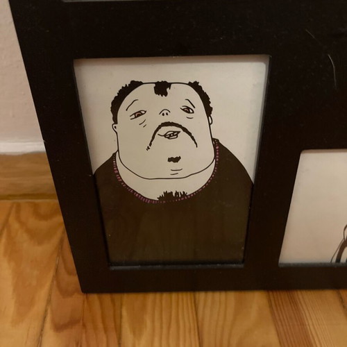 Frame with sketches like new, dimensions 30 x 81 x 1 cm