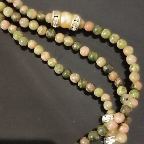 Women's Multistrand Necklace with Natural Semi-Precious Stones New