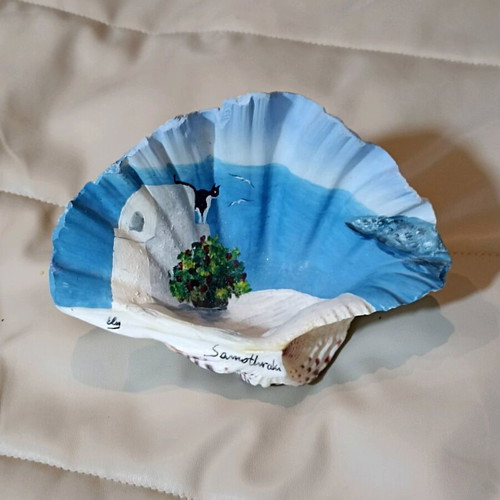 Tridacna seashell decorative hand-painted