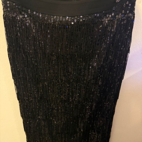 Maxi skirt Karl Lagerfeld new, black with sequins and fringes