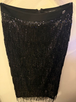 Maxi skirt Karl Lagerfeld new, black with sequins and fringes
