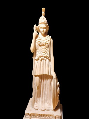 Athena figurine like new, alabaster and marble powder, 6x18 cm