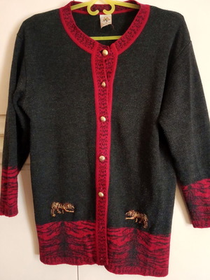 Ζακέτα vintage μεταχειρισμένη, γκρι, μέγεθος L, δεκαετία 1990