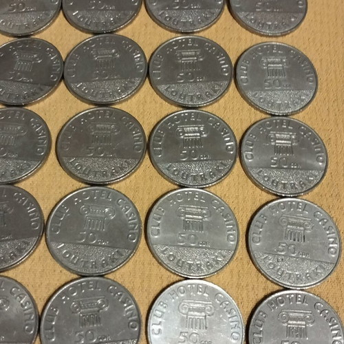 Casino Loutraki collectible metal tokens 50 & 250 Drachmas