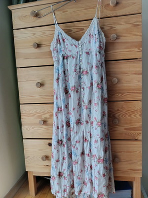 Vintage summer dress used, size S or M, beige and colorful