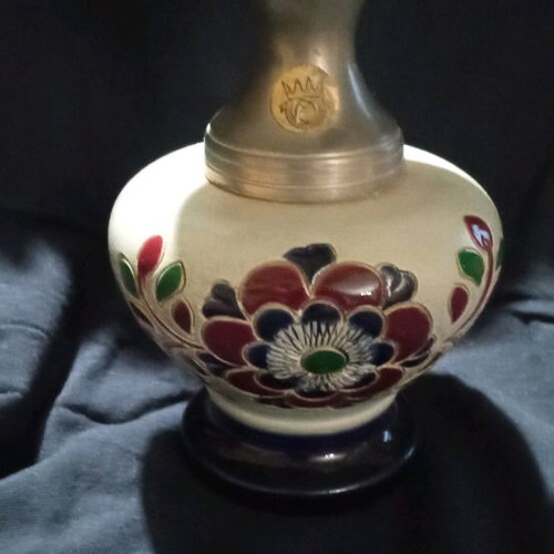 German vase like new, porcelain and metal 17 cm