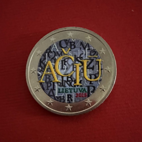 2€ colored Lithuania coin 2015