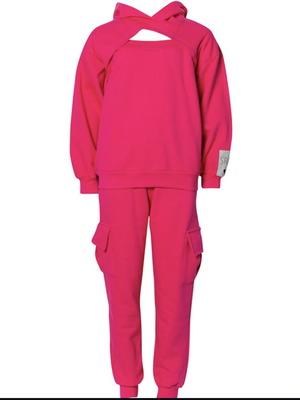Girls' hoodie and sweatpants set with hole in sweatshirt, new, size 16