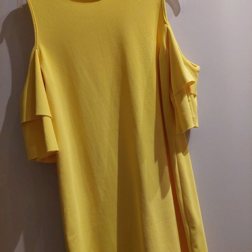 Bershka mini dress sleeveless with ruffles yellow like new