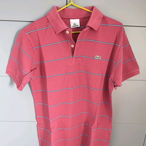 Lacoste Polo short sleeve L slim fit like new, white and red