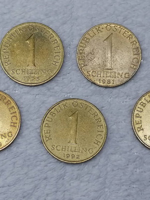 Austrian coins used, pack of 5 pieces