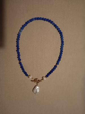 Κολιέ με κυανίτη και μαργαριτάρια καινούργιο