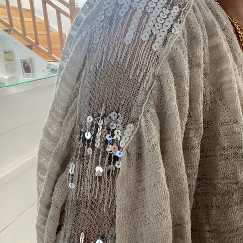 Top bolero used, grey with silver sleeve detail and wide sleeves