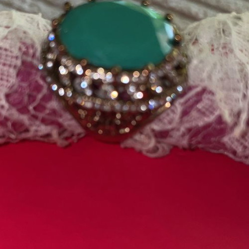 Ring large with green emerald stone and zirconia new