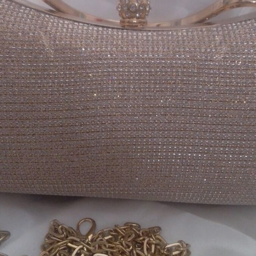 Evening women's gold clutch bag new with rhinestones and shoulder strap