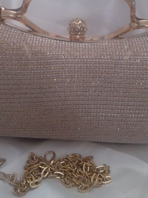 Βραδινή γυναικεία χρυσή clutch τσάντα καινούργια με στρας και ιμάντα ώμου